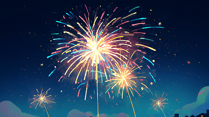 JPG 야경 일러스트 밤하늘 하늘 불꽃놀이 사람없음 빛 축제 어둠 축하 화려 남색 즐거움 국내일러스트 AI일러스트 AI콘텐츠 감정 컬러 컨셉 놀이 야간 파일형식 풍경_경치