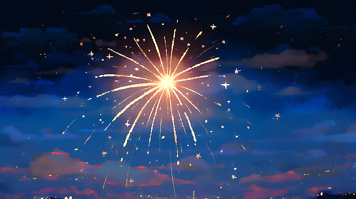 JPG 야경 일러스트 밤하늘 하늘 불꽃놀이 사람없음 빛 축제 어둠 축하 화려 남색 즐거움 국내일러스트 AI일러스트 AI콘텐츠 감정 컬러 컨셉 놀이 야간 파일형식 풍경_경치