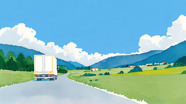 JPG 구름 도로 일러스트 자연 하늘 수채화 산 주택 풍경 초원 사람없음 농장 평화 마을 시골 탑차 국내일러스트 AI일러스트 AI콘텐츠 자연요소 길 컨셉 농업 교통시설 건물 트럭 생태계 파일형식