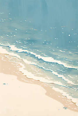 JPG 물결 파도 바다 일러스트 자연 수채화 풍경 해변 사람없음 국내일러스트 AI일러스트 AI콘텐츠 생태계 파일형식