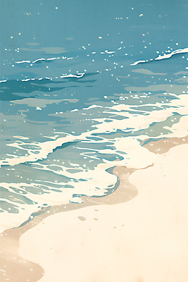 JPG 물결 파도 바다 일러스트 자연 수채화 풍경 해변 사람없음 국내일러스트 AI일러스트 AI콘텐츠 생태계 파일형식