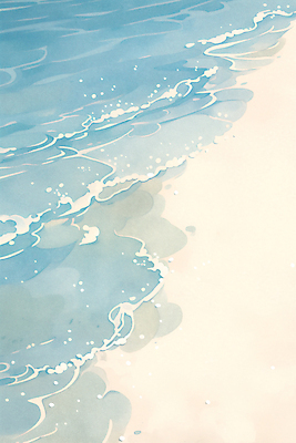 JPG 물결 파도 바다 일러스트 자연 수채화 풍경 해변 사람없음 국내일러스트 AI일러스트 AI콘텐츠 생태계 파일형식