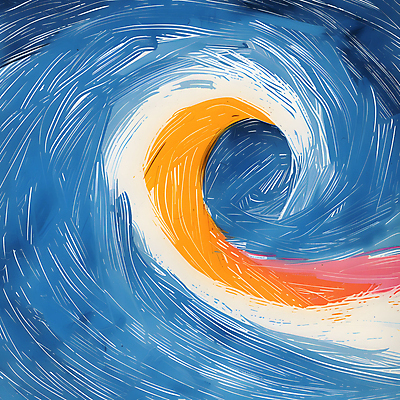 JPG 물결 파도 바다 일러스트 추상 사람없음 파란색 태양 주황색 흐름 소용돌이 역동적 국내일러스트 AI일러스트 AI콘텐츠 자연요소 컬러 컨셉 무늬 회오리 파일형식