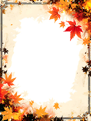JPG 단풍 낙엽 일러스트 프레임 사람없음 빨간색 주황색 가을 테두리 카피스페이스 국내일러스트 AI일러스트 AI콘텐츠 계절 컬러 잎 공백 파일형식