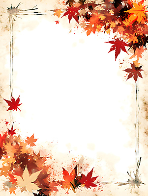 JPG 단풍 낙엽 일러스트 프레임 사람없음 빨간색 주황색 가을 테두리 카피스페이스 국내일러스트 AI일러스트 AI콘텐츠 계절 컬러 잎 공백 파일형식