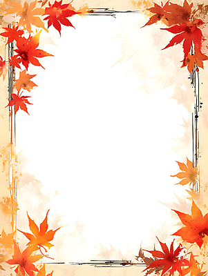 JPG 단풍 낙엽 일러스트 프레임 사람없음 빨간색 주황색 가을 테두리 카피스페이스 국내일러스트 AI일러스트 AI콘텐츠 계절 컬러 잎 공백 파일형식