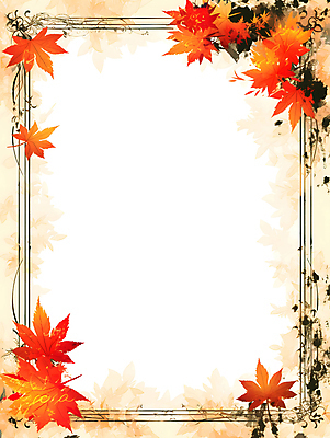JPG 단풍 낙엽 일러스트 프레임 사람없음 빨간색 주황색 가을 테두리 카피스페이스 국내일러스트 AI일러스트 AI콘텐츠 계절 컬러 잎 공백 파일형식