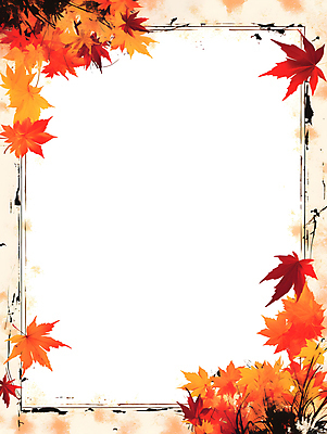 JPG 단풍 낙엽 일러스트 프레임 사람없음 빨간색 주황색 가을 테두리 카피스페이스 국내일러스트 AI일러스트 AI콘텐츠 계절 컬러 잎 공백 파일형식