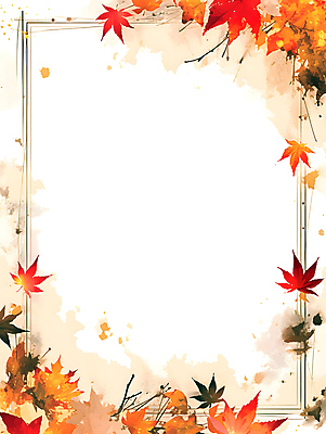 JPG 단풍 낙엽 일러스트 프레임 사람없음 빨간색 주황색 가을 테두리 카피스페이스 국내일러스트 AI일러스트 AI콘텐츠 계절 컬러 잎 공백 파일형식