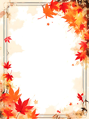 JPG 단풍 낙엽 일러스트 프레임 사람없음 빨간색 주황색 가을 테두리 카피스페이스 국내일러스트 AI일러스트 AI콘텐츠 계절 컬러 잎 공백 파일형식