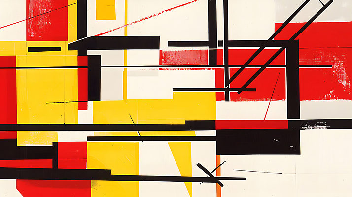 JPG 선 컬러 일러스트 추상 미술 사람없음 빨간색 노란색 검은색 모던 그림 기하학 구성 국내일러스트 AI일러스트 AI콘텐츠 무늬 문화예술 파일형식