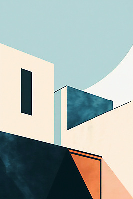 JPG 외관 하늘색 일러스트 주택 사람없음 주황색 공간 모던 국내일러스트 AI일러스트 AI콘텐츠 컬러 건물 파란색 파일형식