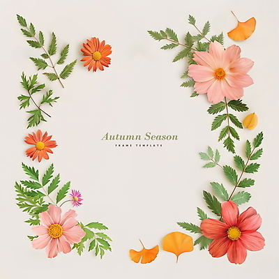 PSD 편집이미지 낙엽 나뭇잎 프레임 사람없음 가을 디지털합성 코스모스 은행잎 카피스페이스 편집소스 이미지편집 계절 꽃 잎 공백 파일형식