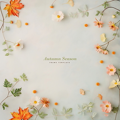 PSD 편집이미지 단풍 잎 나뭇잎 프레임 사람없음 가을 디지털합성 코스모스 카피스페이스 편집소스 이미지편집 식물 계절 꽃 공백 파일형식