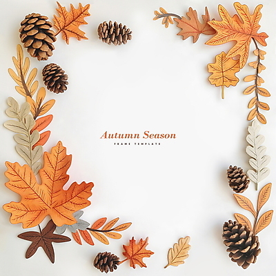 PSD 편집이미지 종이 단풍 낙엽 나뭇잎 프레임 사람없음 가을 디지털합성 솔방울 카피스페이스 편집소스 이미지편집 계절 잎 공백 파일형식
