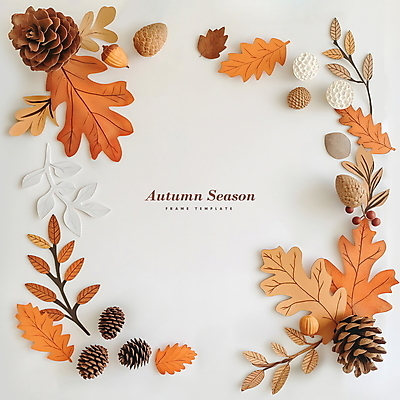 PSD 편집이미지 종이 단풍 낙엽 나뭇잎 프레임 사람없음 가을 디지털합성 솔방울 카피스페이스 편집소스 이미지편집 계절 잎 공백 파일형식