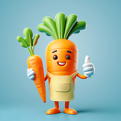 PSD 편집이미지 캐릭터 미소 웃음 들기 사람없음 농작물 3D 귀여움 주황색 앞치마 당근 따봉 당근캐릭터 편집3D 컬러 컨셉 농업 모션 뿌리채소 표정 최고 디지털합성 파일형식