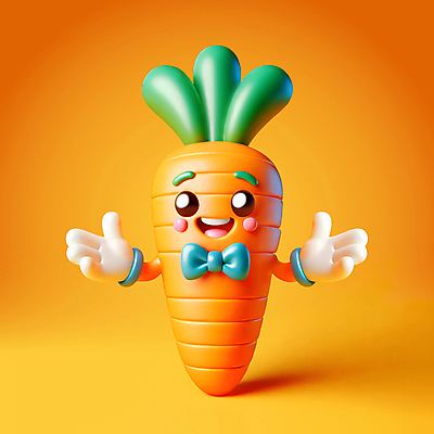 PSD 편집이미지 캐릭터 팔벌리기 나비넥타이 미소 웃음 손짓 사람없음 3D 귀여움 주황색 당근 당근캐릭터 편집3D 컬러 컨셉 모션 넥타이 뿌리채소 표정 디지털합성 파일형식