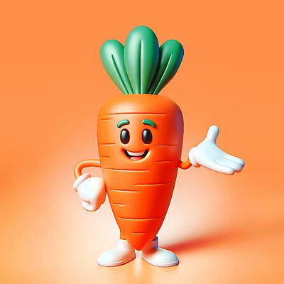 PSD 편집이미지 캐릭터 허리손 안내 미소 웃음 손짓 사람없음 3D 귀여움 주황색 당근 당근캐릭터 편집3D 컬러 포즈 컨셉 모션 뿌리채소 표정 디지털합성 파일형식