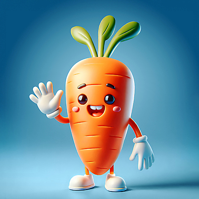 PSD 편집이미지 캐릭터 미소 웃음 사람없음 3D 귀여움 주황색 당근 손인사 당근캐릭터 편집3D 컬러 컨셉 뿌리채소 표정 인사 디지털합성 파일형식