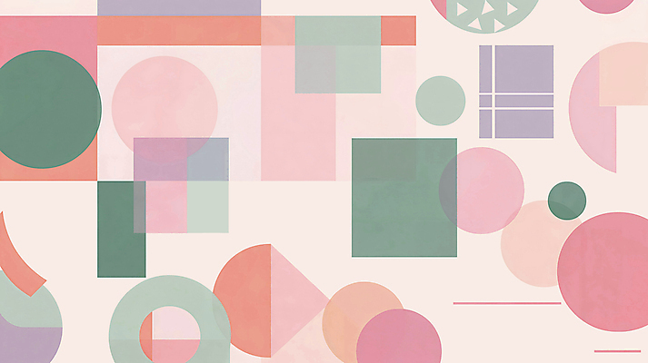 JPG 분홍색 일러스트 사람없음 초록색 사각형 원형 기하학 파스텔톤 지오메트릭 국내일러스트 AI일러스트 AI콘텐츠 도형 컬러 무늬 파일형식