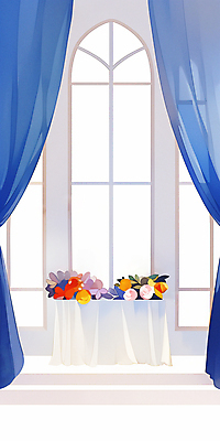 JPG 꽃 결혼 일러스트 창문 결혼식 실내 사람없음 파란색 교회 커튼 아치 예식장 스몰웨딩 국내일러스트 AI일러스트 AI콘텐츠 식물 컬러 종교건축 이벤트 내부 건물 공간 파일형식