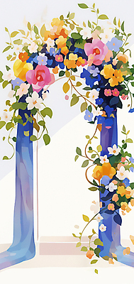 JPG 꽃 결혼 일러스트 결혼식 실내 사람없음 교회 보라색 풀 아치 예식장 웨딩아치 스몰웨딩 국내일러스트 AI일러스트 AI콘텐츠 식물 컬러 종교건축 이벤트 내부 건물 공간 결혼소품 파일형식