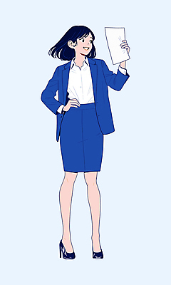 전신 PSD 여자 허리손 일러스트 비즈니스 한명 서기 들기 정장 성인 파란색 직장인 비즈니스우먼 문서 성인여자한명만 국내일러스트 직업 1 옷 컬러 포즈 모션 사람 여자한명만 성인여자만 파일형식