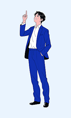 전신 PSD 남자 일러스트 비즈니스 한명 서기 정장 성인 파란색 가리킴 직장인 비즈니스맨 자신감 주머니손 성인남자한명만 국내일러스트 직업 1 옷 감정 컬러 모션 사람 손짓 남자한명만 성인남자만 파일형식