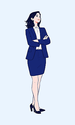 전신 PSD 여자 일러스트 비즈니스 한명 서기 정장 성인 파란색 팔짱 직장인 비즈니스우먼 자신감 성인여자한명만 국내일러스트 직업 1 옷 감정 컬러 모션 사람 여자한명만 성인여자만 파일형식