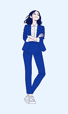 전신 PSD 여자 일러스트 비즈니스 한명 서기 미소 정장 성인 파란색 팔짱 직장인 비즈니스우먼 자신감 성인여자한명만 국내일러스트 직업 1 옷 감정 컬러 모션 표정 사람 여자한명만 성인여자만 파일형식