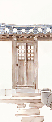 JPG 전통 일러스트 수채화 기와 기와집 사람없음 정원 시골 항아리 전통문 국내일러스트 AI일러스트 AI콘텐츠 한옥 문 도자기 파일형식