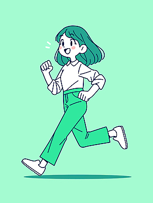 전신 여자 인물캐릭터 일러스트 한명 미소 정장 성인 초록색 달리기 귀여움 비즈니스우먼 단발머리 성인여자한명만 일러캐릭터 AI파일 캐릭터 1 헤어스타일 옷 컬러 컨셉 비즈니스 모션 표정 사람 직장인 여자한명만 성인여자만 파일형식 벡터