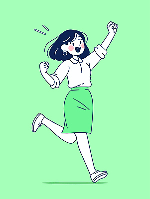 전신 여자 행복 인물캐릭터 일러스트 한명 미소 정장 성인 초록색 손들기 귀여움 비즈니스우먼 단발머리 성인여자한명만 일러캐릭터 AI파일 캐릭터 1 헤어스타일 옷 감정 컬러 컨셉 비즈니스 모션 표정 사람 직장인 여자한명만 성인여자만 파일형식 벡터