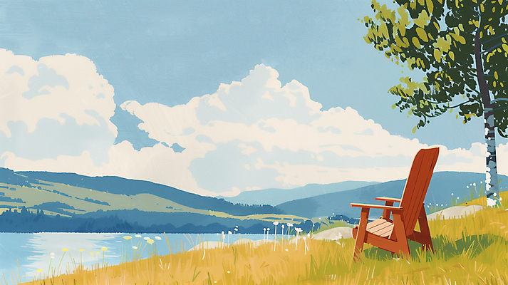 JPG 나무 구름 바다 벤치 일러스트 자연 하늘 그림자 잔디 사람없음 힐링 감성 국내일러스트 AI일러스트 AI콘텐츠 자연요소 식물 컨셉 의자 생태계 파일형식