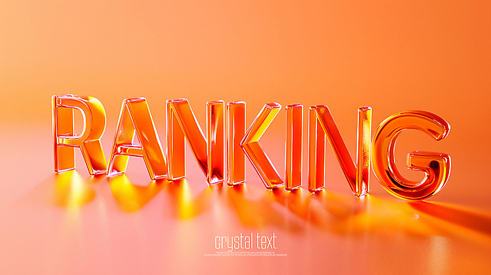 PSD 편집이미지 텍스트 타이포그라피 사람없음 빛 반사 3D 주황색 투명 크리스탈 랭킹 편집3D 문자 컬러 광석 디지털합성 파일형식