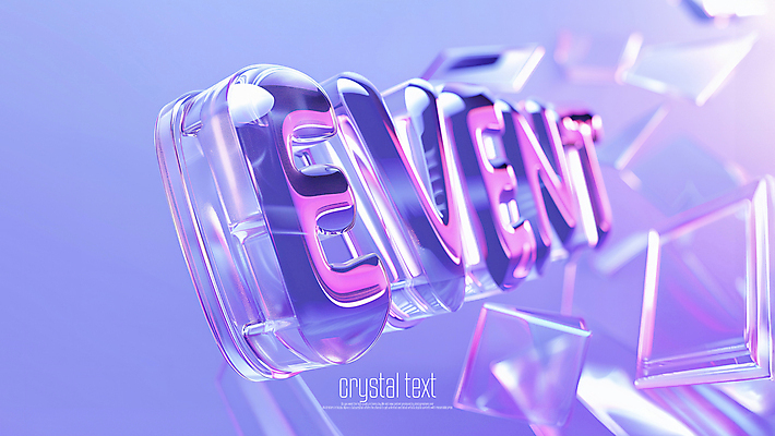 PSD 편집이미지 텍스트 이벤트 타이포그라피 사람없음 반사 3D 보라색 투명 크리스탈 편집3D 문자 컬러 광석 디지털합성 파일형식