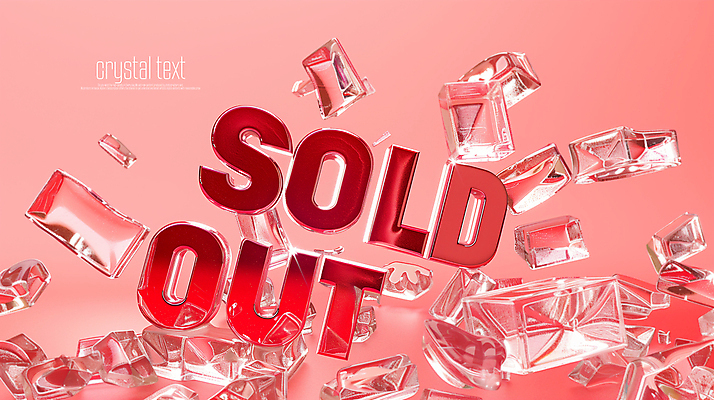 PSD 편집이미지 텍스트 타이포그라피 사람없음 빨간색 빛 반사 3D 크리스탈 품절 편집3D 문자 컬러 쇼핑 광석 디지털합성 파일형식