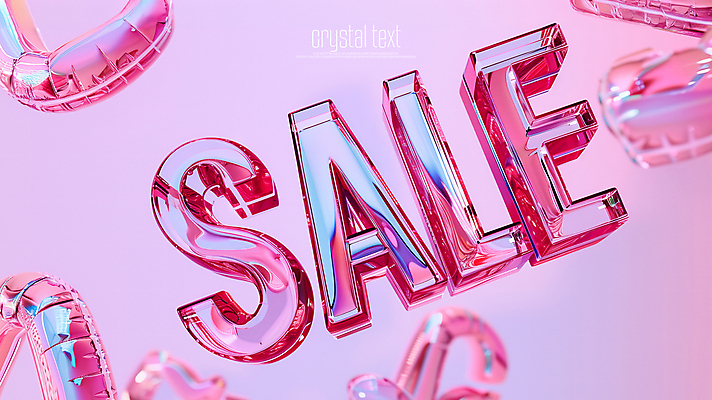 PSD 편집이미지 분홍색 텍스트 타이포그라피 사람없음 반사 3D 세일 투명 크리스탈 풍선 편집3D 문자 컬러 광석 디지털합성 파일형식