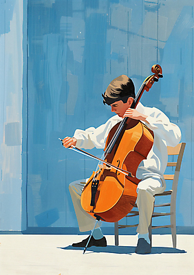 JPG 전신 남자 문화 예술 연주 의자 일러스트 거리 한명 앉기 성인 물감 첼로 성인남자한명만 국내일러스트 AI일러스트 AI콘텐츠 1 음악 가구 모션 사람 미술도구 남자한명만 성인남자만 파일형식 찰현악기