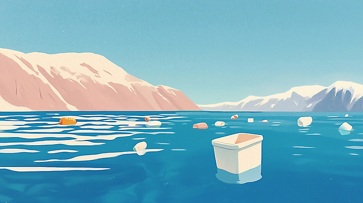 JPG 무료이미지 바다 일러스트 하늘 사람없음 쓰레기통 환경오염 캔 떠있는 쓰레기 플라스틱 빙산 해양오염 해양쓰레기 국내일러스트 AI일러스트 AI콘텐츠 컨셉 모션 재질 파일형식 무료콘텐츠