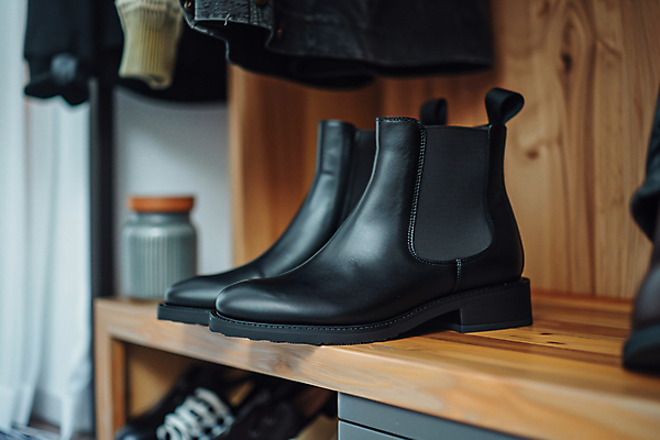 JPG 편집이미지 패션 신발 부츠 사람없음 가을 디지털합성 목재가구 편집실사 AI포토 AI콘텐츠 계절 가구 CG 파일형식