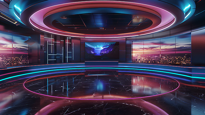 JPG 편집이미지 스튜디오 조명 실내 사람없음 반사 스크린 촬영 뉴스 디지털합성 방송 편집실사 AI포토 AI콘텐츠 내부 CG 파일형식