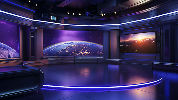 JPG 편집이미지 스튜디오 조명 실내 사람없음 반사 스크린 촬영 뉴스 디지털합성 방송 편집실사 AI포토 AI콘텐츠 내부 CG 파일형식