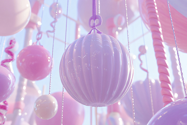 JPG 편집이미지 분홍색 상상 사람없음 야외 보라색 놀이공원 원형 디지털합성 오브젝트 편집실사 AI컴퓨터그래픽 AI콘텐츠 도형 컬러 테마파크 CG 파일형식