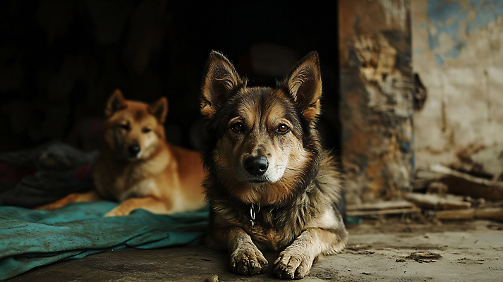 JPG 편집이미지 사람없음 강아지 디지털합성 시설 동물보호 유기견 입양 편집실사 AI포토 AI콘텐츠 반려동물 개 사회이슈 CG 파일형식 유기동물