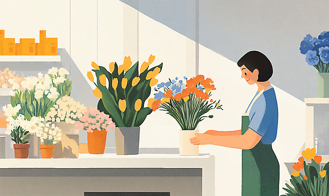 PSD 여자 꽃 화분 일러스트 그림자 한명 상반신 성인 햇빛 상품 꽃집 직원 감성 성인여자한명만 소상공인 국내일러스트 식물 직업 1 컨셉 사람 경제 태양 상점 상인 여자한명만 성인여자만 파일형식