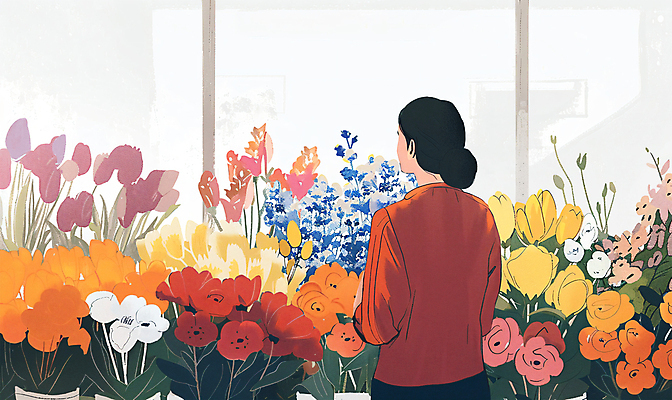 PSD 여자 꽃 화분 일러스트 창문 한명 상반신 성인 상품 꽃집 고객 감성 성인여자한명만 국내일러스트 식물 1 컨셉 사람 상점 여자한명만 성인여자만 파일형식