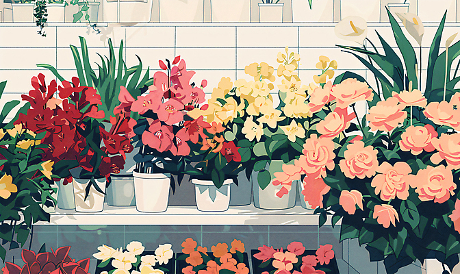 PSD 꽃 화분 일러스트 사람없음 상품 꽃집 감성 국내일러스트 식물 컨셉 상점 파일형식