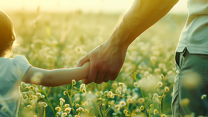 JPG 편집이미지 손 여자 남자 행복 어린이 꽃밭 악수 따뜻함 소녀 성인 두명 신체부위 손잡기 풀 아빠 의료성형뷰티 편집실사 AI인물포토 AI콘텐츠 식물 꽃 감정 가족 모션 사람 손짓 CG 파일형식 AI포토